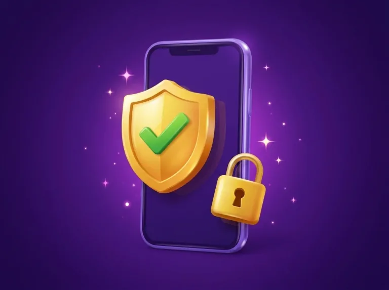 Account security — 2FA shield on a smartphone